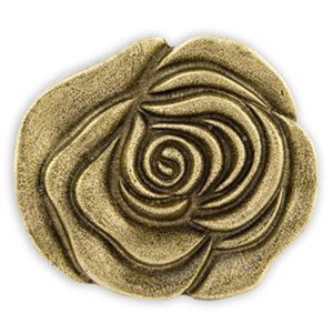 Robbie French antique brass rose floral belt  buckle made in USA signed New